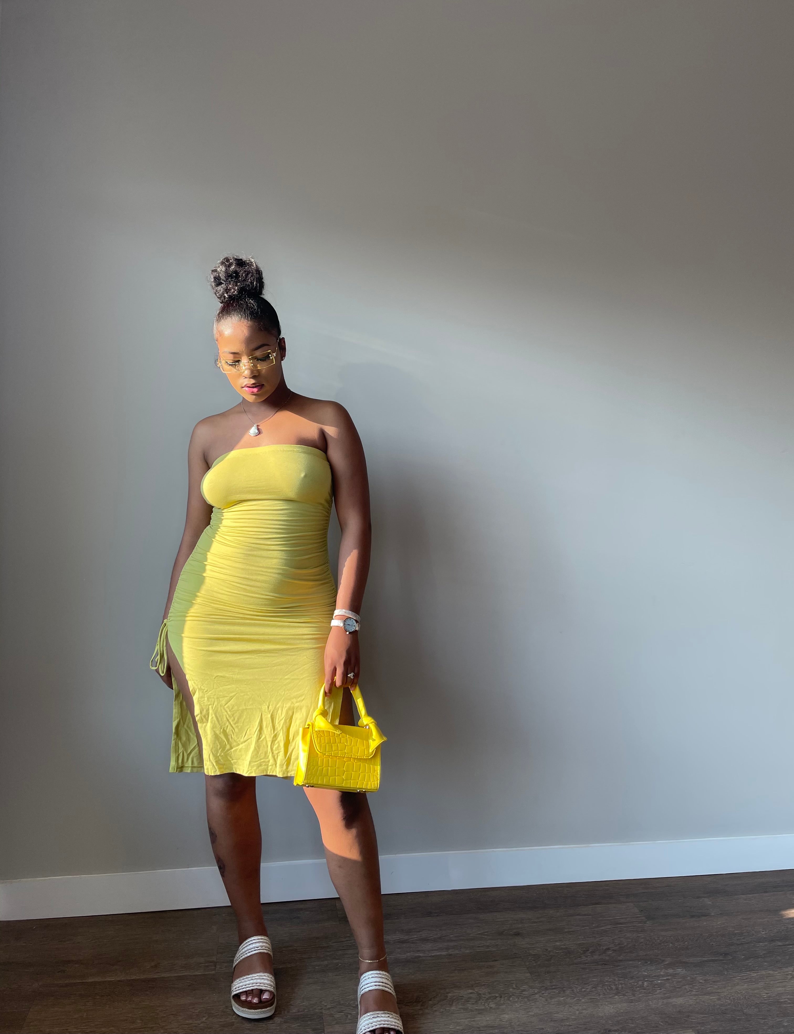Feeling Me Strapless Dress - Chartreuse ...